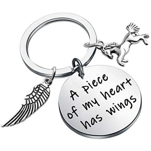 POTIY Horse Memory Gift in Memory of Horse Jewelry A Piece of My Heart Has Wings Pet Pony Mourning Loss Keychain Sympathy Gift Horse Memory Keepsake