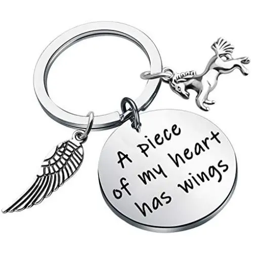 POTIY Horse Memory Gift in Memory of Horse Jewelry A Piece of My Heart Has Wings Pet Pony Mourning Loss Keychain Sympathy Gift Horse Memory Keepsake