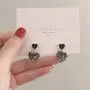 ZHUPI Crystal Trendy Stud Earrings Jewelry Heart Earrings Black Rhinestone Drop Dangle Long Earrings, Fashion Jewelry for Women Girls ZHUPI Crystal Trendy Stud Earrings Jewelry Heart Earrings Black Rhinestone Drop Dangle Long Earrings, Fashion Jewelry for Women Girls