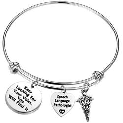 HOLLP Speech Language Pathologist Gift SLP Jewelry Keep Looking for Your Voice You Will Find It Keychain Graduation Gift for Speech Therapist Appreciation Gift