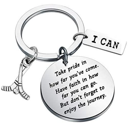 FUSTMW Ice Hockey Keychain Gifts Hockey Team Keychain Hockey Player Inspiration Gifts Ice Hockey Senior Gift for Boys Girls Ice Hockey Gift