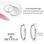 LUHE Silver Hoop Earrings Sterling Silver Circle Endless Big Earrings Hoops Jewelry,Fashion Double Layered Round Circle Clip On Earrings Hoops for Women