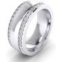 Super Heavy Sterling Silver 8mm Domed Double Row Simulated Diamond Wedding Band Full Eternity Ring
