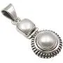 SilverStarJewel 925 Pure Sterling Silver Pearl Antique Style Necklace Pendant 1.4''