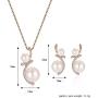 Beauty U Rose Gold Pearl Jewelry Set Women Wedding Earrings and Pendant Necklace Bridal Bridesmaids Jewelry Set Valentines Gift