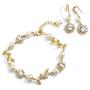 Mariell 14K Gold Vine & Ivory Pearl CZ Bridal Bracelet & Earrings Set - Wedding Jewelry for Bridesmaids
