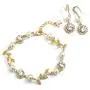 Mariell 14K Gold Vine & Ivory Pearl CZ Bridal Bracelet & Earrings Set - Wedding Jewelry for Bridesmaids Mariell 14K Gold Vine & Ivory Pearl CZ Bridal Bracelet & Earrings Set - Wedding Jewelry for Bridesmaids