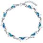 Nautical Seahorse Blue Created Opal Charm Link Bracelet For Women 925 Sterling Silver