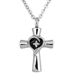 SexyMandala Religious Cross Memorial Urn Necklace for Ashes Cremation Keepsake Pendant Funnel Fill Kit