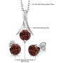 Gem Stone King 925 Sterling Silver Red Garnet Earring and Pendant Set For Women (2.25 Cttw, 6MM Each Garnet, With 18inches Silver Chain)
