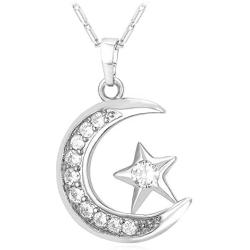 U7 Statement Islamic Jewelry I Love You to The Moon and Back Crescent Moon Star Pendant Necklace