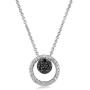 Jewelili Sterling silver 1/4 cttw white and black round diamond pendant necklace, 18'' rope chain