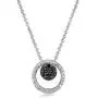 Jewelili Sterling silver 1/4 cttw white and black round diamond pendant necklace, 18'' rope chain