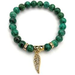 Smiling Wisdom - Angel Wing Stretch Stone Bracelet - Appreciation Kindhearted Thank You Keepsake Greeting Card - Friendship – Green Rain Flower Stones