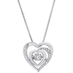 Dancing Diamond''Heartbeats'' Heart Pendant Necklace in 925 Sterling Silver by Parade of Jewels (1/8 ct.tw.), 18''