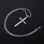 REVEMCN Jewelry Stainless Steel Simple Jesus Cross Pendant Necklace for Men Women 20-24 Inches Rolo Chain