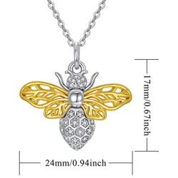 Gold Bee / Gold Seahorse / Silver Hedgehog Pendant Necklace, 925 Sterling Silver Personalized Animals Necklace for Women Men Girls Boys Children Jewelry Gift 18+2 Extender (Gift Box included)