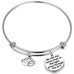 WUSUANED Lotus Flower Bracelet Be Like The Lotus Trust in The Light Grow Through The Dirt