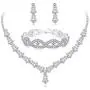 Udalyn Rhinestone Necklace and Earrings Set for Women Bridal Jewelry Set for Wedding with Crystal Bracelet Udalyn Rhinestone Necklace and Earrings Set for Women Bridal Jewelry Set for Wedding with Crystal Bracelet