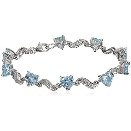 Plated Sterling Silver Gemstone and Diamond Accent Wave Bracelet, 7.25''