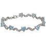 Plated Sterling Silver Gemstone and Diamond Accent Wave Bracelet, 7.25''
