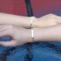 JF.JEWELRY Personalized Couple Bracelets Custom Couple Bracelet | 2 Pcs Gift for Lover His Queen Her King Stainless Steel Bar Bracelet with Box Chain, Adjustable