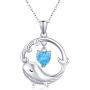 TRISHULA Whale Necklace for Women,925 Sterling Silver Cute Animal Whale Wave Pendant with Blue Zircon Jewelry Whale Lovers Gift for Women Girl Mom Daughter