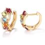 FANCIME 14K Solid Yellow Gold Genuine Amethyst Peridot Topaz Citrine Garnet Tiny/Small Hinged Huggie Cartilage Hoop Earrings Gemstone Dainty Delicate Fine Jewelry for Women Girls 12mm 15mm