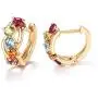 FANCIME 14K Solid Yellow Gold Genuine Amethyst Peridot Topaz Citrine Garnet Tiny/Small Hinged Huggie Cartilage Hoop Earrings Gemstone Dainty Delicate Fine Jewelry for Women Girls 12mm 15mm