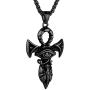 GoldChic Jewelry Eye of Horus Necklace,Ankh Cross Necklace, 18K Gold Plated/Black Plated/Stainless Steel Egypt Amulet Necklace Ancient Egyptian Symbol of Protection Jewelry - Accept Engraved Service