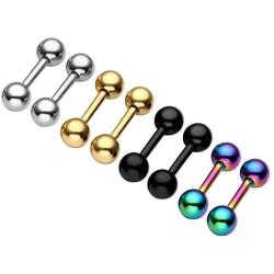 Zysta 4 Pairs Stainless Steel 14/16G Mixed Colors Body Piercing Barbells 6-16mm Post Studs Earring NippleTongue Helix Tragus Cartilage Labret Medusa Lip Eyebrow Straight Bar Ball Screw …