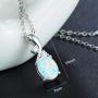Vintage Opal Pendant Necklace, AILUOR Silver Plated Created Gemstone Oval White Opal Fashion Jewelry for Women Mother Girls - Endless Love
