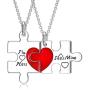 ROMANTIC WORK Lesbian Couples Gifts 2 Pcs Sterling Silver Jigsaw Puzzle Piece Necklace Matching Couple Pendant LGBT Jewelry Set for Women Couple Lover Girlfriend