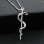 KUIYAI Staff of Asclepius Necklace with Cubic Zirconia Medical Symbol Necklace Jewelry