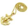 Shiny Jewelers USA Mens Jesus Anchor Cross Hip Hip Jewelry Pendant 24'' Box Rope Cuban Chain Necklace