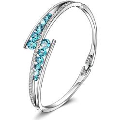 Menton Ezil Love Encounter Crystals Bangle Bracelets White Gold Plated Adjustable Hinged Jewelry