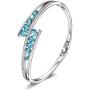 Menton Ezil Love Encounter Crystals Bangle Bracelets White Gold Plated Adjustable Hinged Jewelry