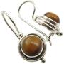 SilverStarJewel 925 Solid Silver Yellow & Brown Tigers Eye Earrings 0.9'' Art Gift