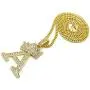 CBC Crown Rhinestone Studded Crown Initial Alphabet Letter Pendant Necklace 24'' Cuban Chain Necklaces in Gold Tone or Silver Tone