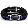 Police Para-cord Survival Bracelet | Police Thin Blue Line (8.5, SM) 10% of Sales Donated to Police Department of Your Choice | One Piece | Black and Blue
