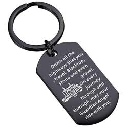 FUSTMW Truck Driver Gifts Keychain May Your Guardian Angel Ride with You Drive Safe Key Chain Long Distance Relationship Gift for Trucker Wife Couple Gifts for Him