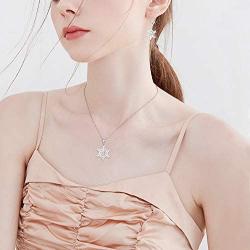 YL Womens Snowflakes Earrings Sterling Silver Birthstones Snowflake Pendant Necklace Jewelry