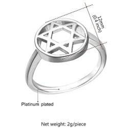 U7 Jewelry Platinum or 18K Gold Plated Star of David Ring, Signet Ring for Men and Women, Size 6 to 11