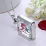 YAZILIND Platinum Plated DIY Dried Flower Square Lockets Pendant Necklace Birthday Gift