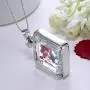 YAZILIND Platinum Plated DIY Dried Flower Square Lockets Pendant Necklace Birthday Gift