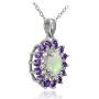 GemStar USA Sterling Silver Ethiopian Opal, African Amethyst & White Topaz Oval Flower Necklace