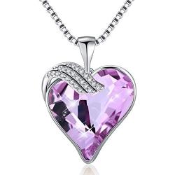 IEFRICH Gifts for Women Jewelry, Cubic Zirconia Birthstone Crystal Love Heart Pendant Necklace Gifts for Mom Wife Girlfriend Birthday Anniversary Mothers Day Valentines