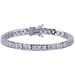 JINAO 1 Row AAA All Iced Out Tennis Bling 4-6mm Square Cut Lab Simulated Diamond Bracelet 8'' 7