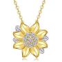 14K Real Gold Sunflower Necklace for Women, ''You Are My Sunshine'' Gold Moissanite Sunflower Pendant Anniversary Christmas Gift Jewelry for Her, Mom, Wife 16-18 inch