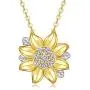 14K Real Gold Sunflower Necklace for Women, ''You Are My Sunshine'' Gold Moissanite Sunflower Pendant Anniversary Christmas Gift Jewelry for Her, Mom, Wife 16-18 inch
